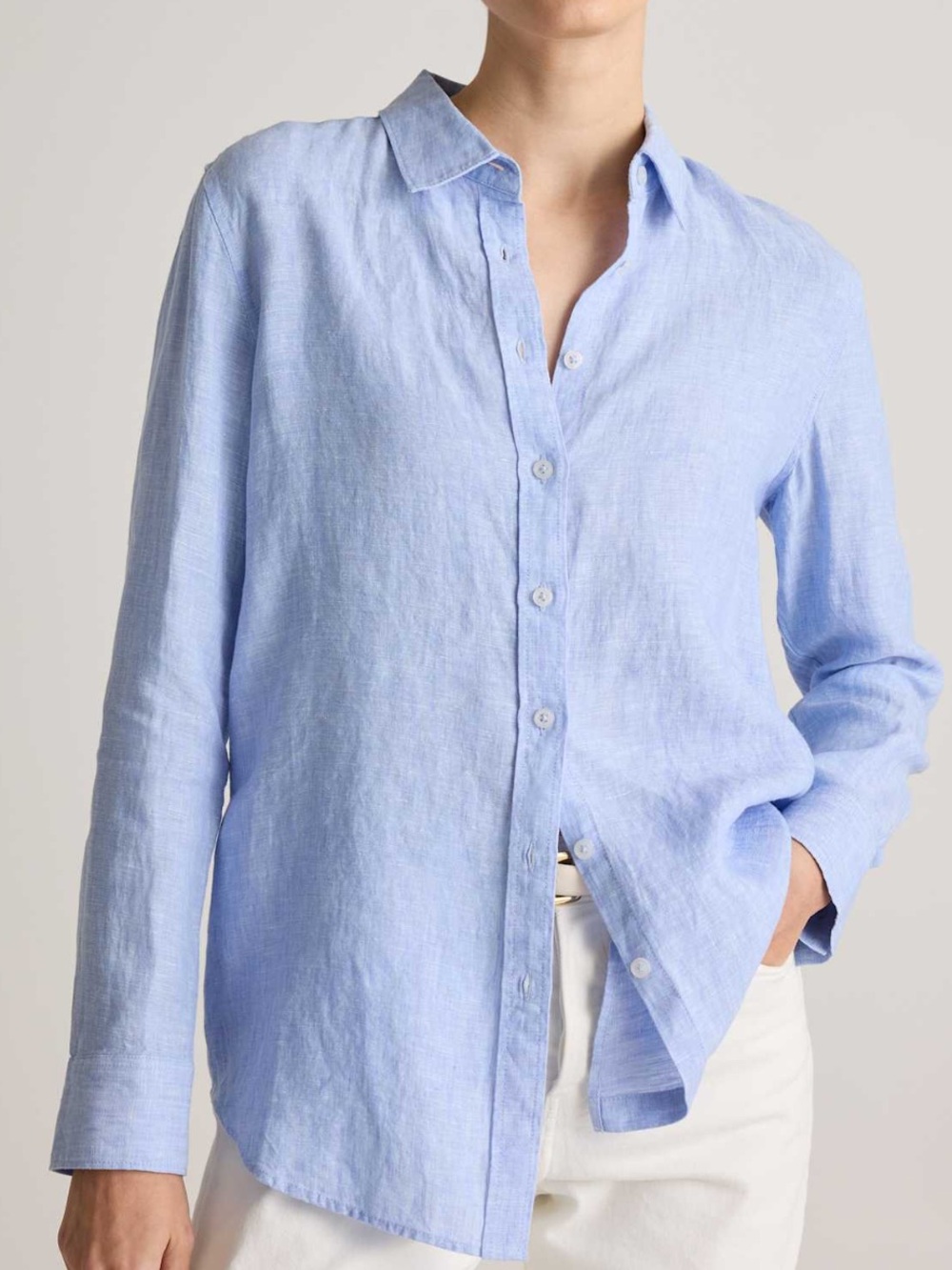 QUINCE 100% European Linen Shirt in French Blue large